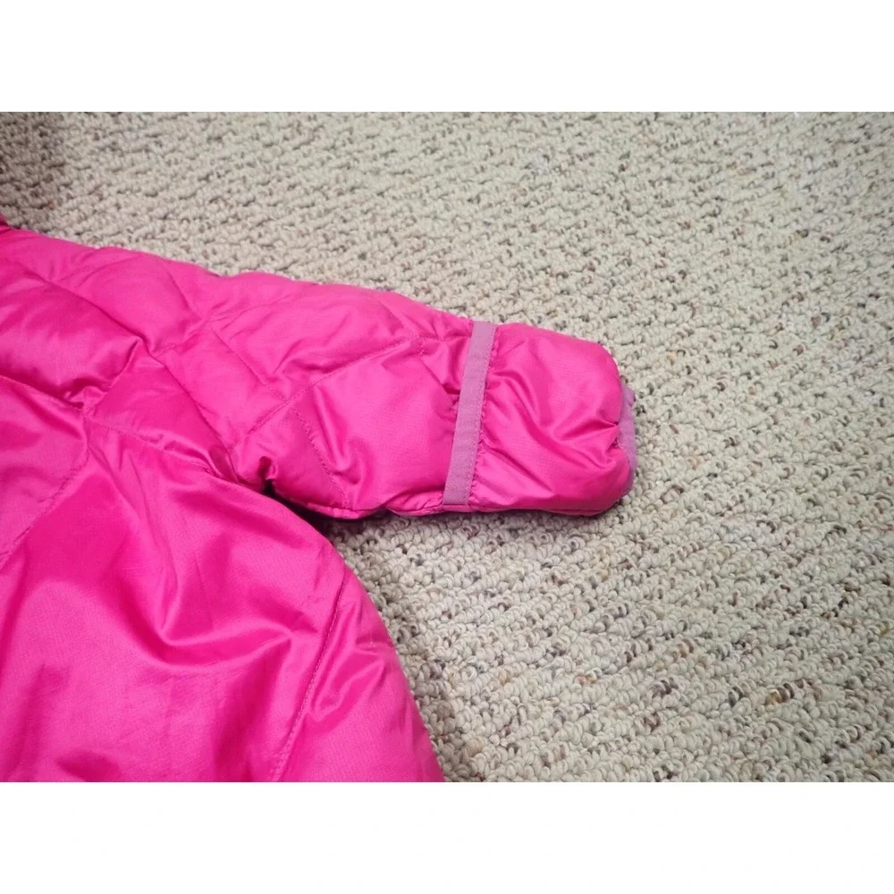 REI Bunting‎ Snowsuit Girls 6M Pink Excellent Down Insulated Quilted Hooded